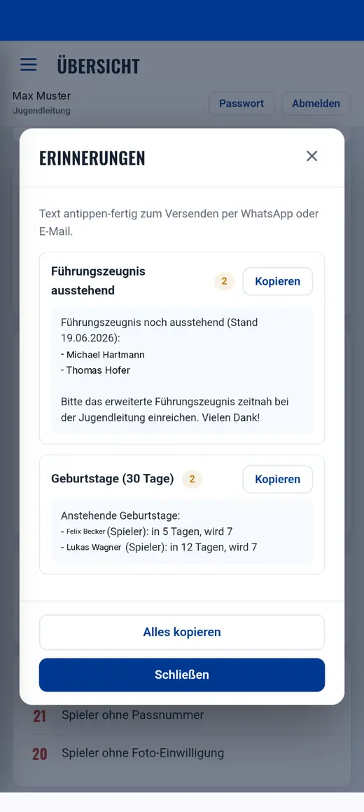 Fristen und Erinnerungen, fertig zum Versenden